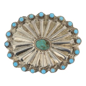 Vintage Navajo Kingman Turquoise Belt Buckle