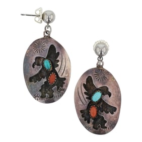 Helen Long Turquoise & Coral Earrings