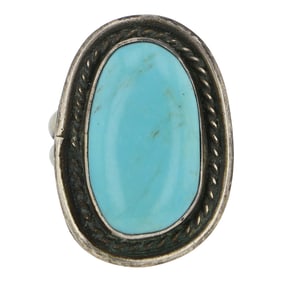 Vintage Navajo Compitos Turquoise Ring