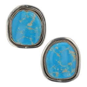 Art Platero Navajo Blue Ridge Turquoise Earrings