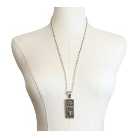 Alex Sanchez Navajo Nevada Turquoise Bear Pendant / Necklace