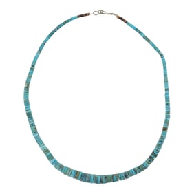 Navajo Nevada Turquoise Graduated Heishi Necklace