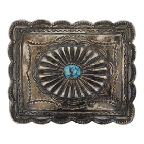 Bennie Kee Scott Navajo Kingman Turquoise Belt Buckle