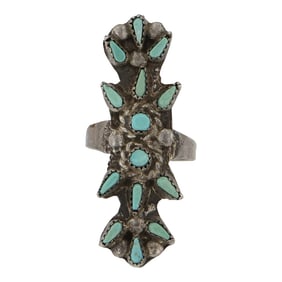 Vintage Zuni Turquoise Needlepoint Ring