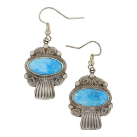 Joe Tso Navajo Kingman Turquoise Earrings