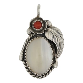 Navajo Mediterranean Coral & Mother of Pearl Pendant