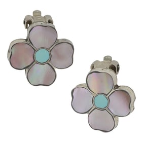 Vintage Zuni Turquoise & Mother of Pearl Inlay Clip-on Earrings