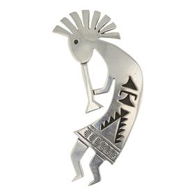 Navajo Plain Silver Kokopelli Pin