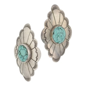 Vintage Navajo Cloud Mountain Turquoise Earrings