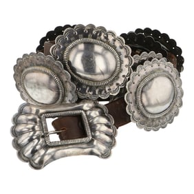 Vintage Navajo Domed Stamp-Work Concho Belt