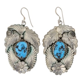Vintage Navajo Kingman Turquoise Earrings
