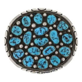 Vintage Navajo Sleeping Beauty Turquoise Belt Buckle