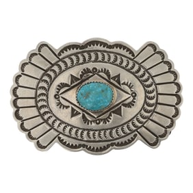 Delbert Delgarito Navajo Blue Ridge Turquoise Belt Buckle