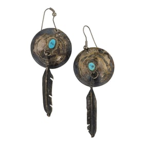 Vintage Navajo Kingman Turquoise Earrings