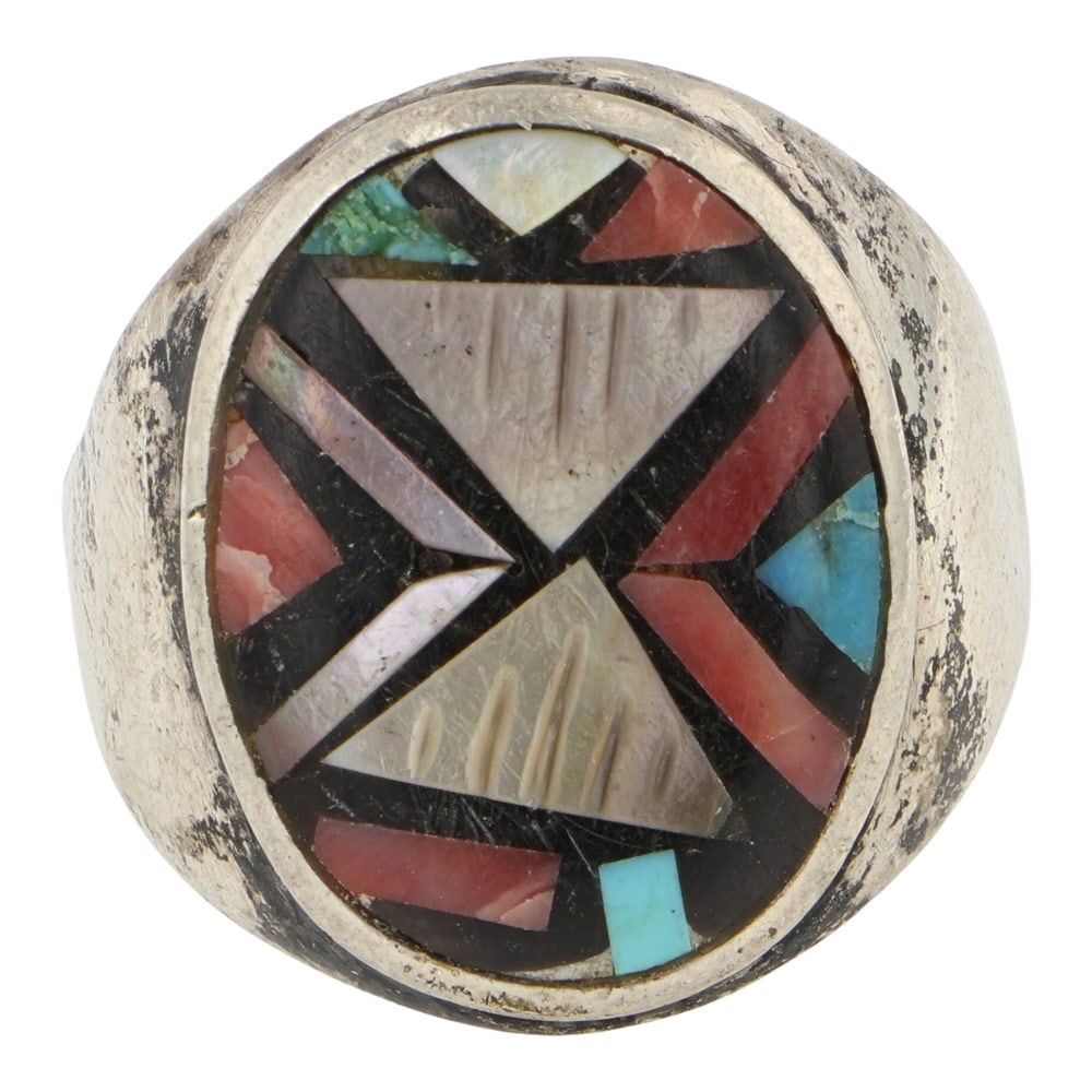 Vintage Zuni Turquoise & Shell Inlay Ring (1 of 3)