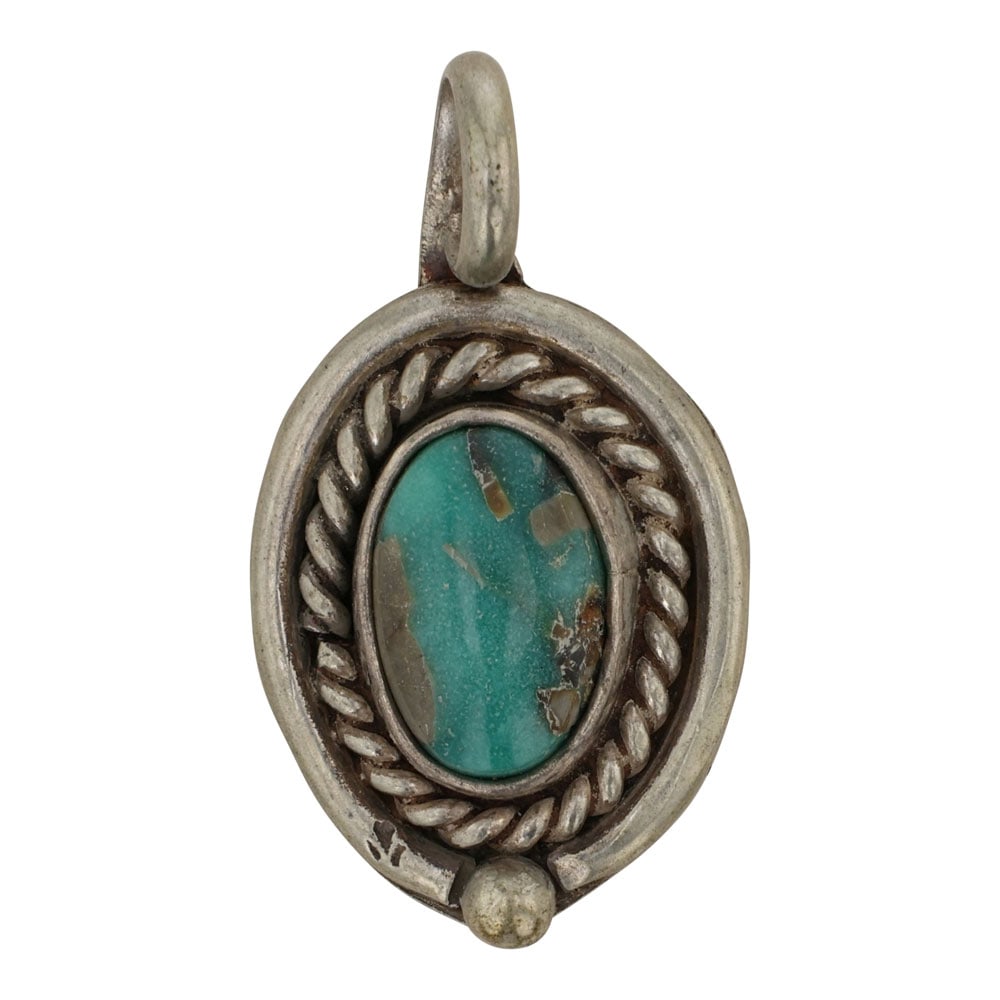 Vintage Navajo Nevada Turquoise Pendant: Sterling Silver | Genuine Nevada Turquoise | Vintage Navajo Nevada Turquoise Pendant | Navajo Native American Southwest Indian Jewelry | Good (no breaks or damages) | Approximate Weight: 3 Grams | Pen