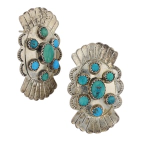 Cecil Sanders Navajo Kingman Turquoise Earrings