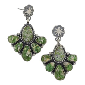 Annie Hoskie Navajo Sonoran Gold Turquoise Earrings