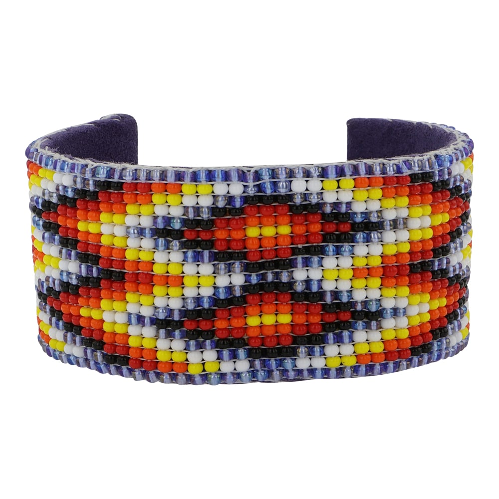 Navajo Glass Beadwork Cuff Bracelet: | Glass Beads | Navajo Glass Beadwork Cuff Bracelet | Navajo Native American Southwest Indian Jewelry | Good (no breaks or damages) | Approximate Weight: 41 Grams | Bracelet: 5.25" inner, 1.25" inner,
