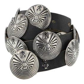 Navajo man in the maze Sterling Silver Concho belt