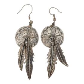 Navajo Sterling Silver Feather Earrings