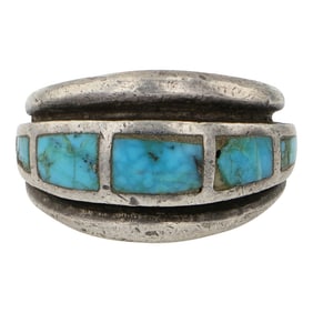 Vintage Navajo Turquoise Inlay Ring