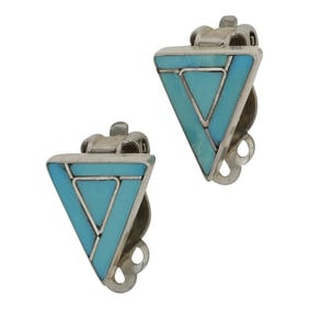 Vintage Zuni Turquoise Clip-on Earrings
