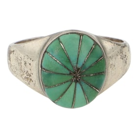 Vintage Zuni Turquoise Inlay Ring