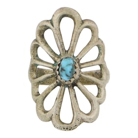 Vintage Navajo Kingman Turquoise Sandcast Ring