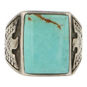 Vintage Navajo Menassa Turquoise Men's Ring