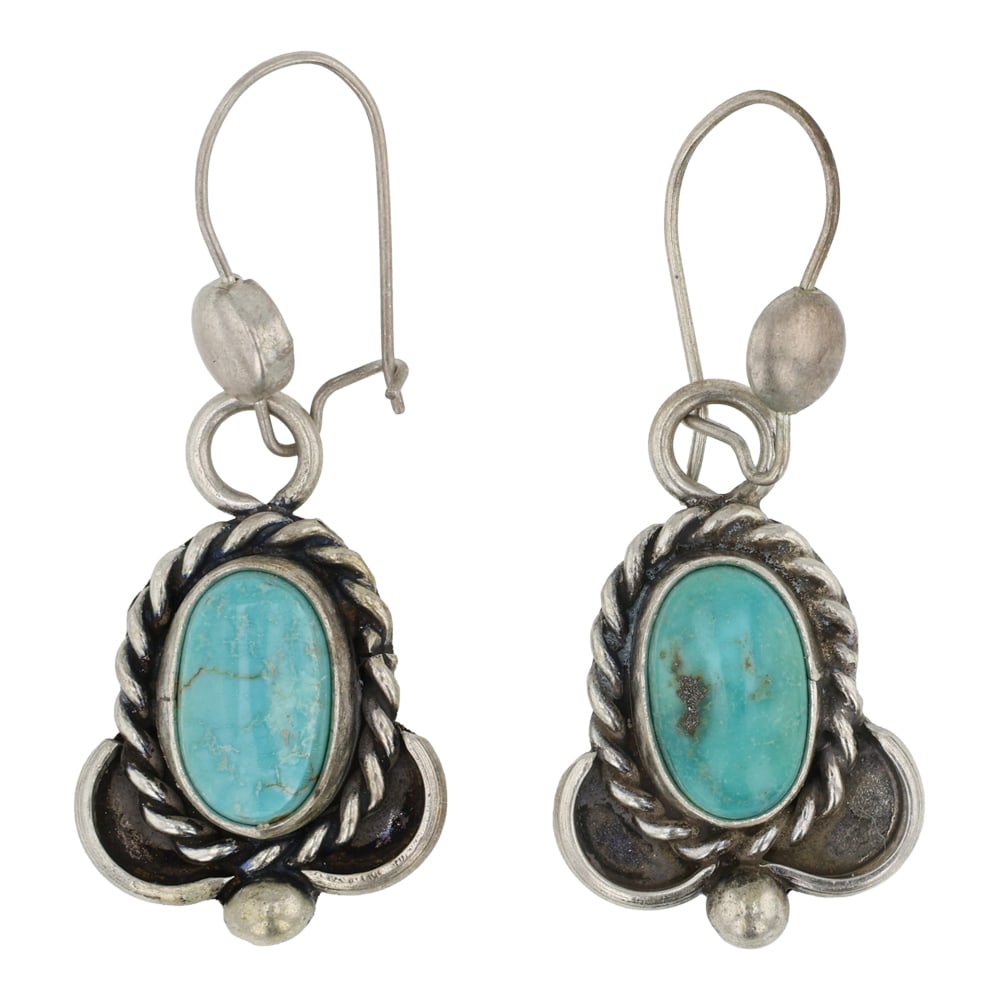 Vintage Navajo Nevada Turquoise Earrings: Sterling Silver | Genuine Nevada Turquoise | Vintage Navajo Nevada Turquoise Earrings | Navajo Native American Southwest Indian Jewelry | Good (no breaks or damages) | Approximate Weight: 5 Grams | Ea