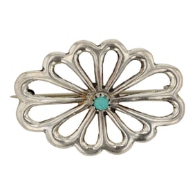 Vintage Navajo Kingman Turquoise Sandcast Pin