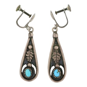 Paul Haley Vintage Navajo Kingman Turquoise Earrings