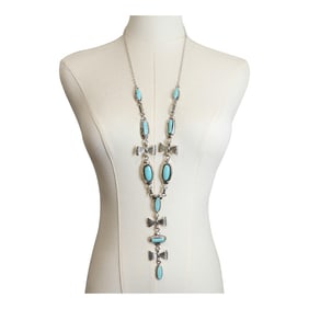 Ran Navajo Compitos Turquoise Lariat Necklace