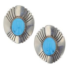 Navajo Kingman Turquoise Clip-on Earrings
