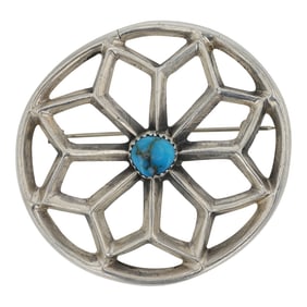 Vintage Navajo Turquoise Sandcast Pin