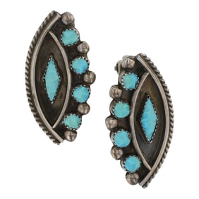 Zuni Sleeping Beauty Turquoise Clip On Earrings