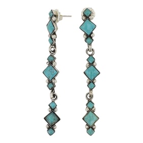 Navajo Compitos Turquoise Earrings