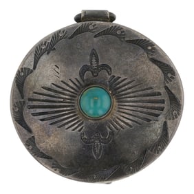 Vintage Navajo Fox Turquoise Sterling Silver Small Box