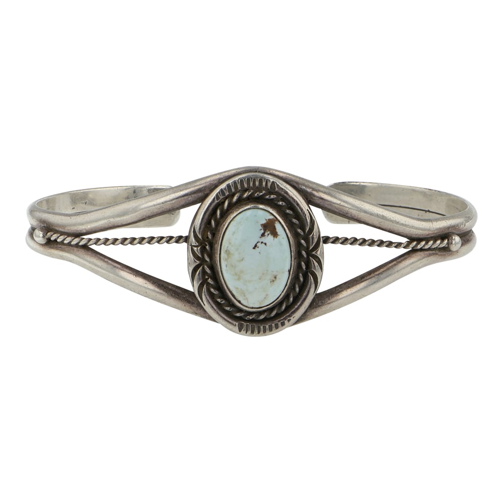 Navajo Nevada Turquoise bracelet: Sterling Silver | Genuine Nevada Turquoise | Navajo Nevada Turquoise bracelet | Navajo Native American Southwest Indian Jewelry | Good (no breaks or damages) | Approximate Weight: 16 Grams | Bracelet: