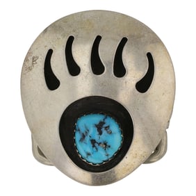 Vintage Navajo Kingman Turquoise Bear Paw Small Buckle