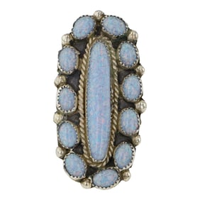 Navajo Synthetic Opal Cluster Adjustable Ring