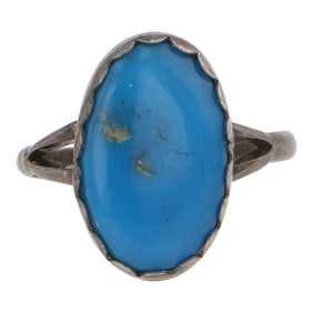 Vintage Navajo blue Gem Turquoise Ring