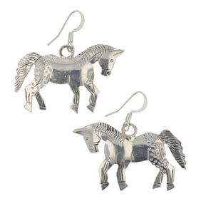 Navajo Plain Silver Horse Earrings