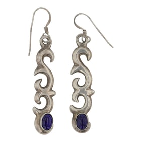 Vintage Navajo Lapis Sandcast Earrings
