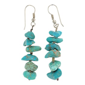 Vintage Navajo Nevada Nugget Turquoise Earrings