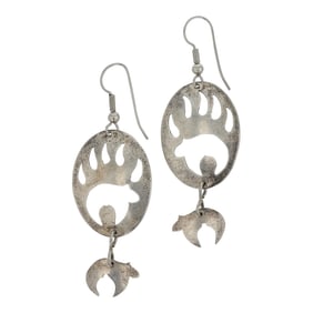 Vintage Navajo Bear Paw Earrings