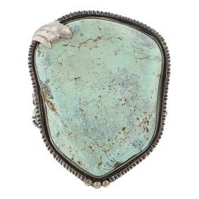 Vintage Navajo Cripple Creek Turquoise Large Freeform Cuff Bracelet