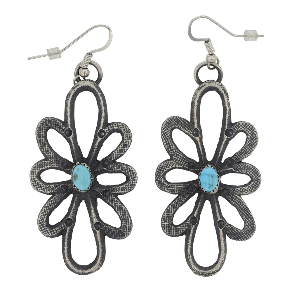 Eve & Linberg Billah Navajo Kingman Turquoise Sandcast Earrings (1 of 2)
