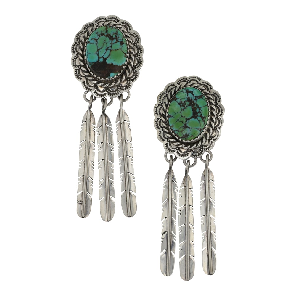 Navajo Hubei Turquoise Feather Clip On Earrings (1 of 2)